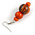 Orange/ Gold/ Black Colour Fusion Wood Bead Drop Earrings with Silver Tone Closure - 55mm Long - view 4