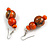 Orange/ Gold/ Black Colour Fusion Wood Bead Drop Earrings with Silver Tone Closure - 55mm Long - view 6