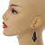 Purple/ Gold/ White Colour Fusion Wood Bead Drop Earrings with Silver Tone Closure - 55mm Long - view 3