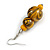 Yellow/ Black Colour Fusion Wood Bead Drop Earrings with Silver Tone Closure - 55mm Long - view 2