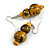 Yellow/ Black Colour Fusion Wood Bead Drop Earrings with Silver Tone Closure - 55mm Long - view 6