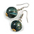 Teal/ Black/ Golden Colour Fusion Wood Bead Drop Earrings with Silver Tone Closure - 40mm Long - view 4