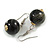 Black/ Gold/ White Colour Fusion Wood Bead Drop Earrings with Silver Tone Closure - 40mm Long - view 4