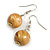 Natural/ Brown/ Golden Colour Fusion Wood Bead Drop Earrings with Silver Tone Closure - 40mm Long - view 3