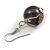 Purple/ Black/ White/ Golden Colour Fusion Wood Bead Drop Earrings with Silver Tone Closure - 40mm Long - view 5