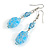 Light Blue Floral Faceted Resin/ Glass Bead Drop Earrings with Silver Tone Closure - 60mm Long - view 4