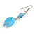 Light Blue Floral Faceted Resin/ Glass Bead Drop Earrings with Silver Tone Closure - 60mm Long - view 6