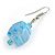 Light Blue Floral Faceted Resin/ Glass Bead Drop Earrings with Silver Tone Closure - 40mm Long - view 5