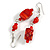Red Floral Faceted Resin/ Glass Bead Drop Earrings with Silver Tone Closure - 60mm Long - view 4