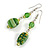 Green Floral Faceted Resin/ Glass Bead Drop Earrings with Silver Tone Closure - 60mm Long - view 4