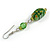 Green Floral Faceted Resin/ Glass Bead Drop Earrings with Silver Tone Closure - 60mm Long - view 5