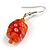 Orange Floral Faceted Resin/ Glass Bead Drop Earrings with Silver Tone Closure - 40mm Long - view 6