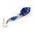 Blue Floral Faceted Resin/ Glass Bead Drop Earrings with Silver Tone Closure - 60mm Long - view 6