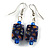 Blue Floral Faceted Resin/ Glass Bead Drop Earrings with Silver Tone Closure - 40mm Long - view 3