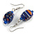Blue Floral Faceted Resin/ Glass Bead Drop Earrings with Silver Tone Closure - 40mm Long - view 4