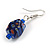 Blue Floral Faceted Resin/ Glass Bead Drop Earrings with Silver Tone Closure - 40mm Long - view 5