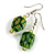 Green Floral Faceted Resin/ Glass Bead Drop Earrings with Silver Tone Closure - 40mm Long - view 4