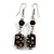Black Floral Faceted Resin/ Glass Bead Drop Earrings with Silver Tone Closure - 60mm Long - view 3