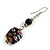 Black Floral Faceted Resin/ Glass Bead Drop Earrings with Silver Tone Closure - 60mm Long - view 4