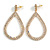 Statement Clear/ AB Crystal Large Teardrop Earrings In Gold Tone - 70mm Long