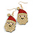 Christmas Sequin Felt/ Fabric Santa Claus Red/ Gold Drop Earrings In Gold Tone - 60mm Tall - view 3