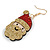 Christmas Sequin Felt/ Fabric Santa Claus Red/ Gold Drop Earrings In Gold Tone - 60mm Tall - view 4