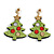 Christmas Sequin Felt/ Fabric Christmas Tree Drop Earrings In Gold Tone - 50mm Long - view 2