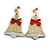 Christmas Sequin Felt/ Fabric Jingle Bell Tree Drop Earrings In Gold Tone - 50mm - view 3