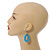 Light Blue Glass Bead Loop Drop Earrings In Silver Tone - 60mm Long - view 2