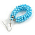 Light Blue Glass Bead Loop Drop Earrings In Silver Tone - 60mm Long - view 4