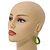 Lime Green Glass Bead Loop Drop Earrings In Silver Tone - 60mm Long - view 2