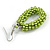 Lime Green Glass Bead Loop Drop Earrings In Silver Tone - 60mm Long - view 5