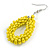 Lemon Yellow Glass Bead Loop Drop Earrings In Silver Tone - 60mm Long - view 5