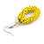 Lemon Yellow Glass Bead Loop Drop Earrings In Silver Tone - 60mm Long - view 6
