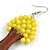 Lemon Yellow Glass Bead Brown Wood Tree Drop Earrings - 70mm Long - view 5