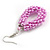 Pink Glass Bead Loop Drop Earrings In Silver Tone - 60mm Long - view 5