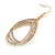 Clear Crystal Triple Teardrop Interlinked Design Earrings In Gold Tone - 60mm Drop - view 4