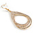 Clear Crystal Triple Teardrop Interlinked Design Earrings In Gold Tone - 60mm Drop - view 5