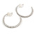 35mm Clear Crystal Half Hoop Clip On Earrings In Silver Tone - Medium - view 4