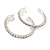 35mm Clear Crystal Half Hoop Clip On Earrings In Silver Tone - Medium - view 5