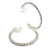35mm Clear Crystal Half Hoop Clip On Earrings In Silver Tone - Medium