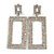 Statement AB Crystal Square Drop Earrings In Silver Tone Metal - 65mm Long