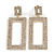 Statement AB Crystal Square Drop Earrings In Gold Tone Metal - 65mm Long