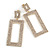 Statement AB Crystal Square Drop Earrings In Gold Tone Metal - 65mm Long - view 3