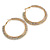 Wide Two Row AB Crystal Hoop Earrings In Gold Tone Metal - 60mm Diameter - Large - view 3