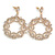 Statement Bridal Clear Crystal Hoop Drop Earrings In Gold Tone - 70mm Long