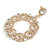 Statement Bridal Clear Crystal Hoop Drop Earrings In Gold Tone - 70mm Long - view 4