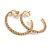 35mm Clear Crystal Half Hoop Clip On Earrings In Gold Tone - Medium - view 4