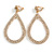 Statement Clear Crystal Large Teardrop Clip On Earrings In Gold Tone - 70mm Long - view 3