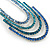Blue/ Teal/ Azure Crystal Cascade Drop Earrings In Rhodium Plated Metal - 60mm Long - view 4
